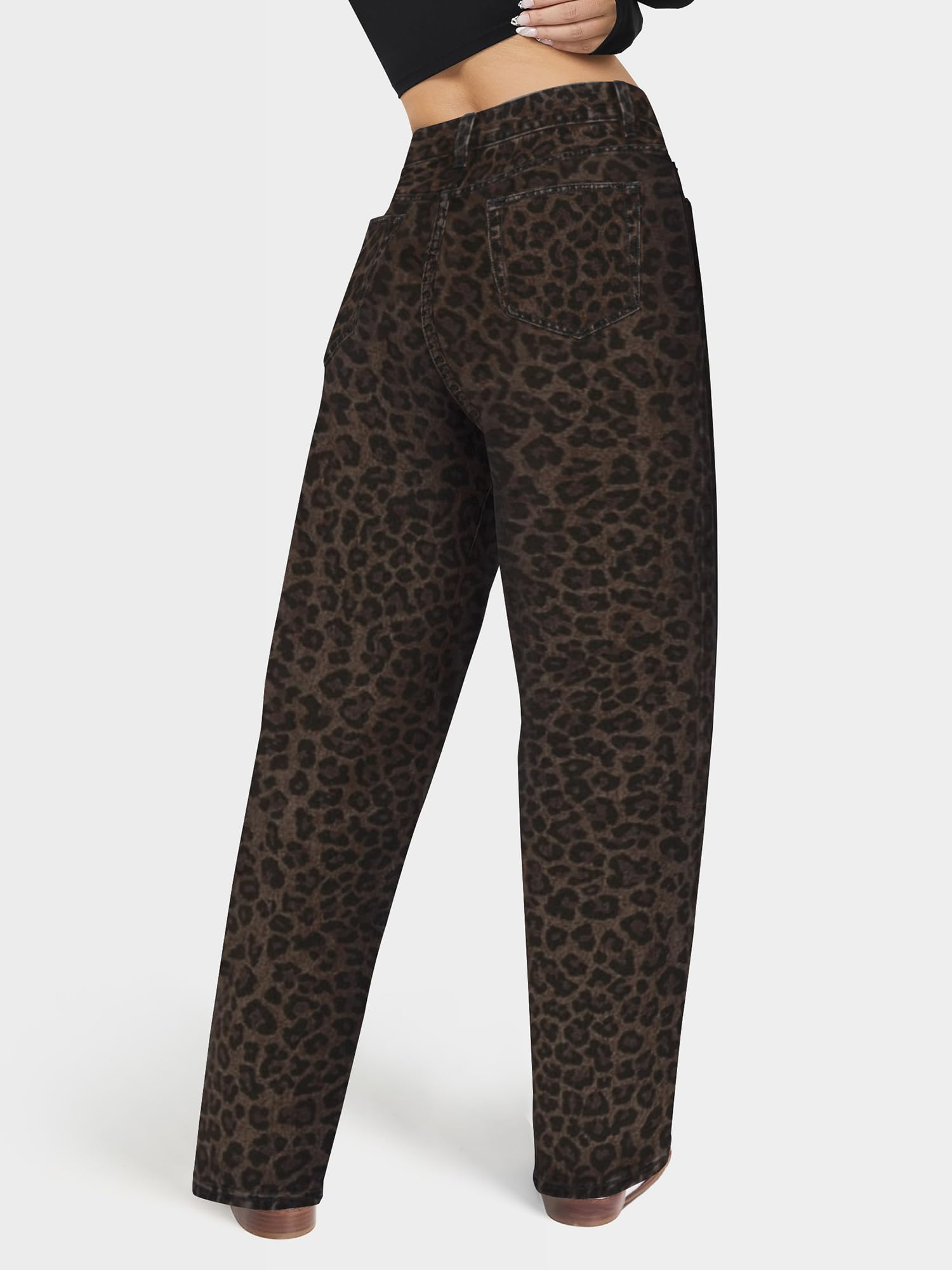 AUWUKA Barrel-Jeans für Damen, hoch taillierte Jeans mit weitem, geradem Bein im Boyfriend-Stil, leicht elastische Mom-Jeans