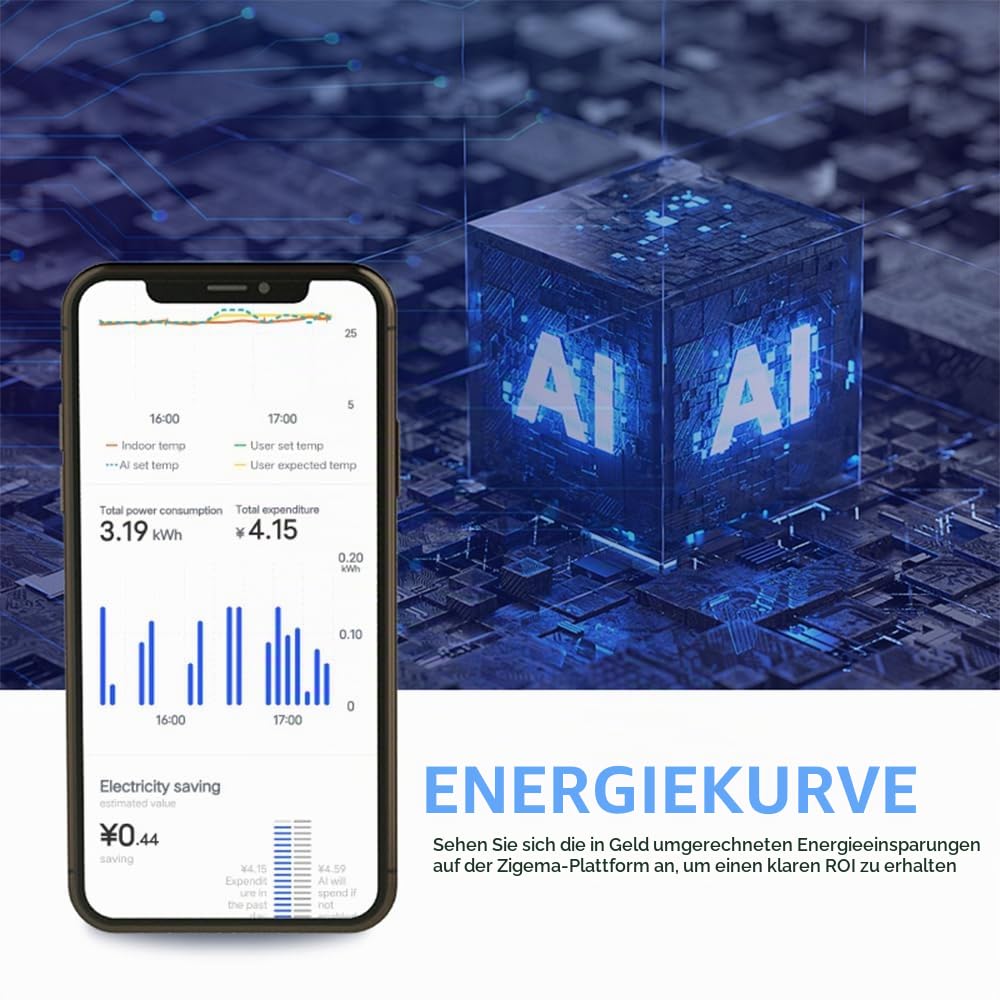 Intelligentes Thermostat für elektrische Heizung, WLAN-Thermostat mit AI Lern-App-Steuerung, digitalem LED-Touchscreen und verstellbarem Knopf, energiesparend