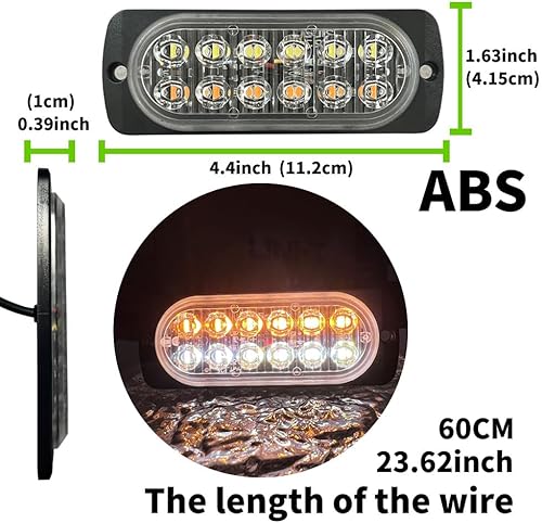 Miniatura 4 de ALLLLC Luces estroboscópicas de emergencia LED, luz intermitente de advertencia de 6 LED, luz de construcción de precaución para camión de coche