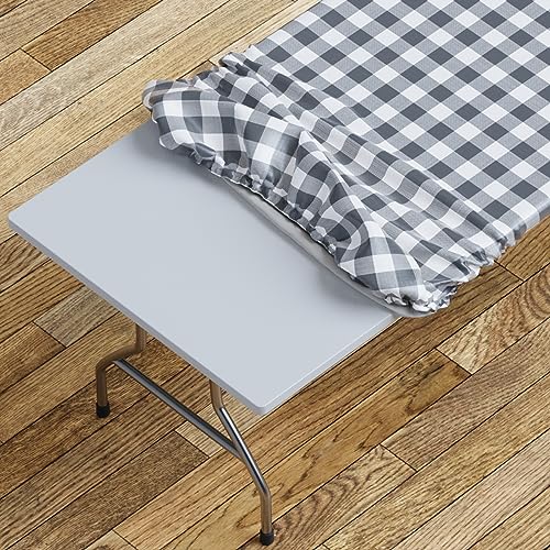 Sorfey Tablecloth -Fitted with Elastic, Vinyl with Flannel Back, Fits for Table 72