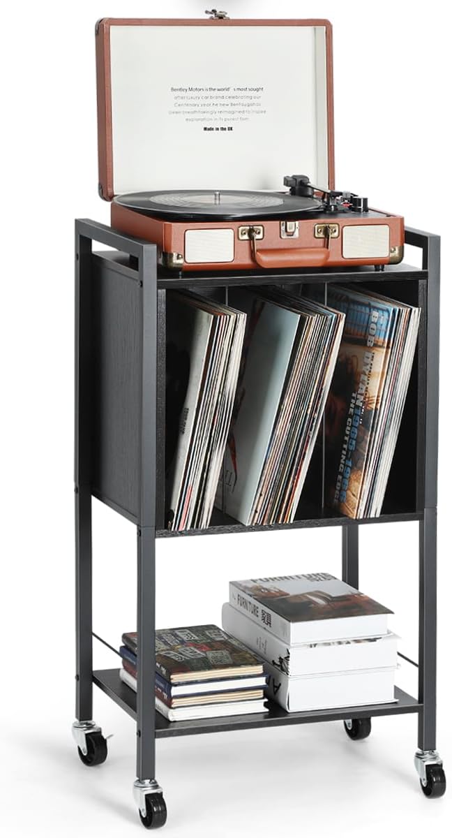 Record Player Table, Record Player Stand with Storage, 2Tier Vinyl