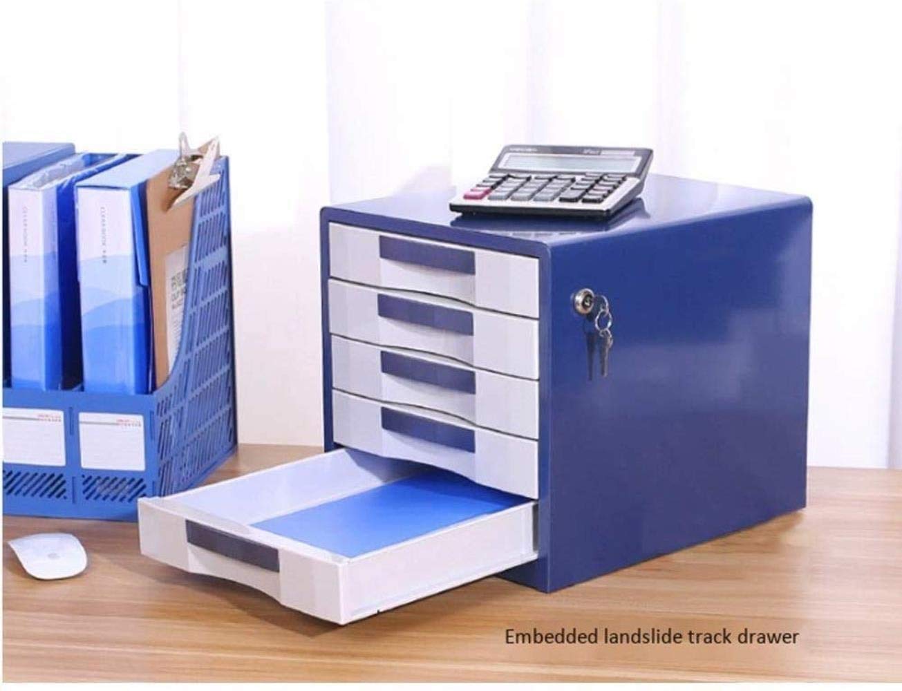 Scaffale per Documenti, Scaffale per Archivio Scaffale per Archivio Piatto, Scaffale per Cartelle 5 Cassetti Innovazione Design Affascinante Blu, Armadietto per File Manager da Ufficio Blocco Ma