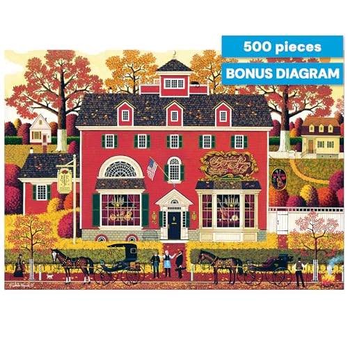 Buffalo Games - Benjamin’s Music Store - Charles Wysocki - 500 Piece Jigsaw Puzzle for Adults - Americana Folk Art Fall Scene with Autumn Colors - Adult Puzzles by Buffalo Games - Image 7