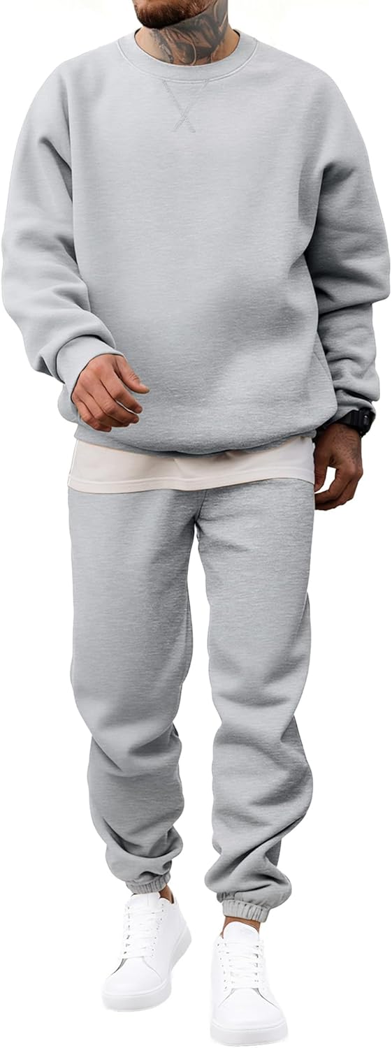 JMIERR Men's 2 Piece Outfits Crew Neck Sweatshirt Tracksuit & Joggers Sweatpants Sweatsuit Set