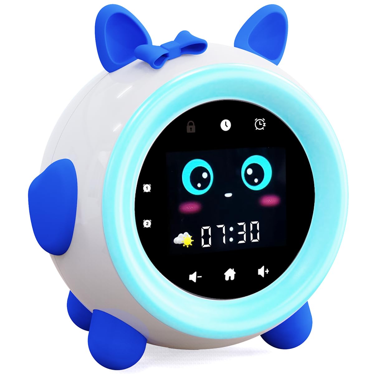GOFYME Lucid Baby Wake Up Light with Dual Alarms, Night Light, and Baby Sleep Sound Machine for Toddlers and Kids (Blue) (Blue)
