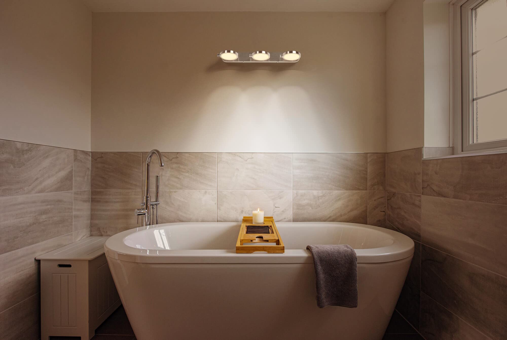 LEDVANCE SUN@HOME Bathroom Round lampada da bagno 300mm IP44, 14W, 1040lm, luce bianca regolabile (da 2200K a 5000K), dimmerabile, adatta automaticamente la luce al bioritmo, protezione IP44, cromo