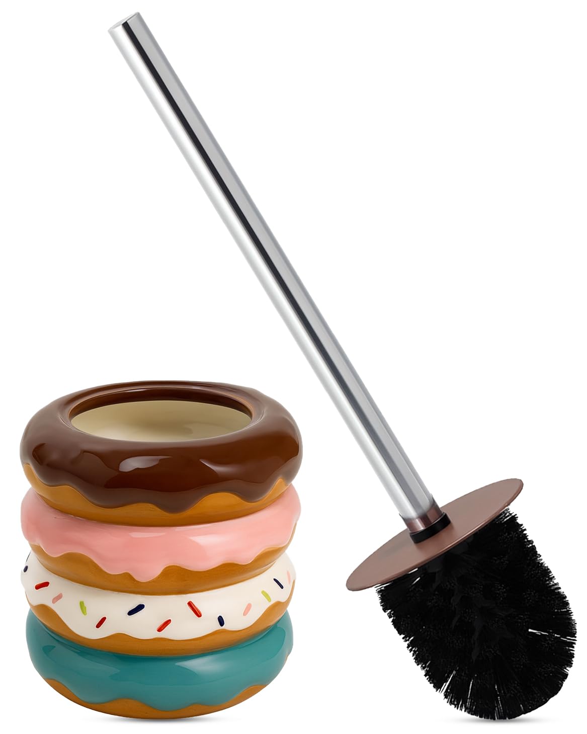 Deep & Sturdy Toilet Bowl Brush with Holder - Doughnut Bowl Brush - Durable Scrubbing - Toilet Cleaners - Household Essentials - Bathroom Cleaner -
