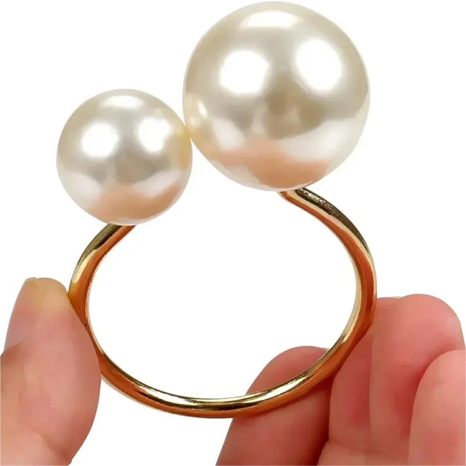 Portatovaglioli Portatovaglioli con perle, portatovaglioli in metallo, for matrimoni, banchetti natalizi, cene di Natale, decorativi(Silver-96Pcs)
