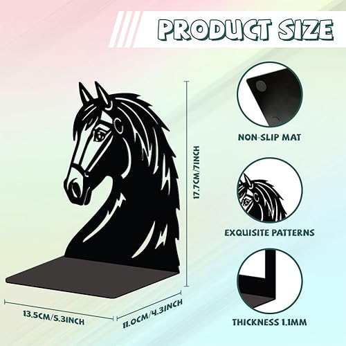 Miniatura 2 de Peacoblue Sujetalibros de metal para estantes, modernos tapones decorativos resistentes para libros de estudio, para oficina, escritorio, estante,