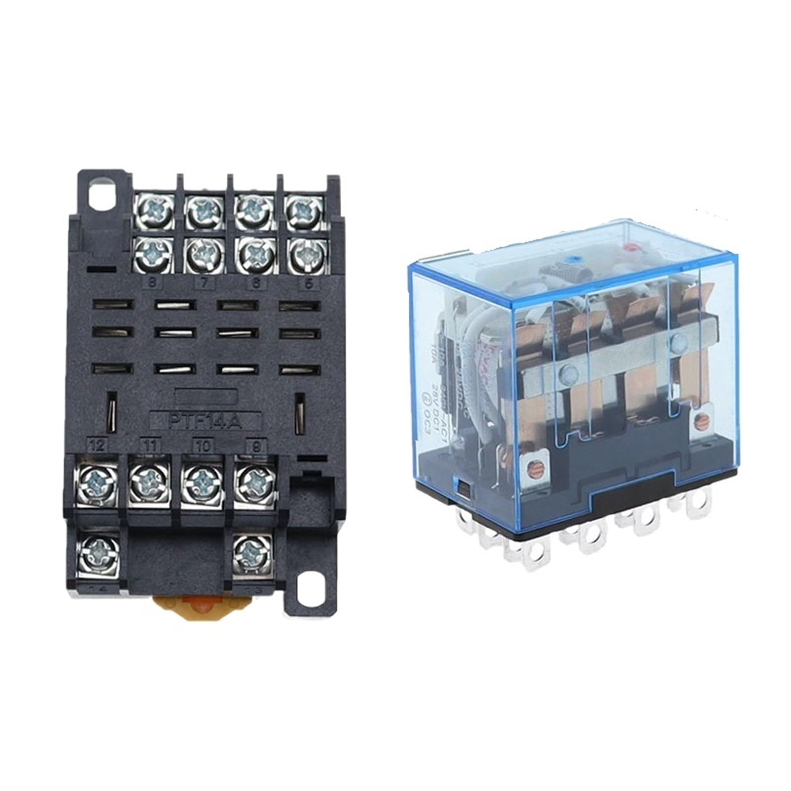 Relé intermedio HH64P LY4NJ 10A Micro relé electromagnético pequeño ACDC12V24V AC110V 220V 380V con base de zócalo de 14 pines PTF14A(AC,48V)