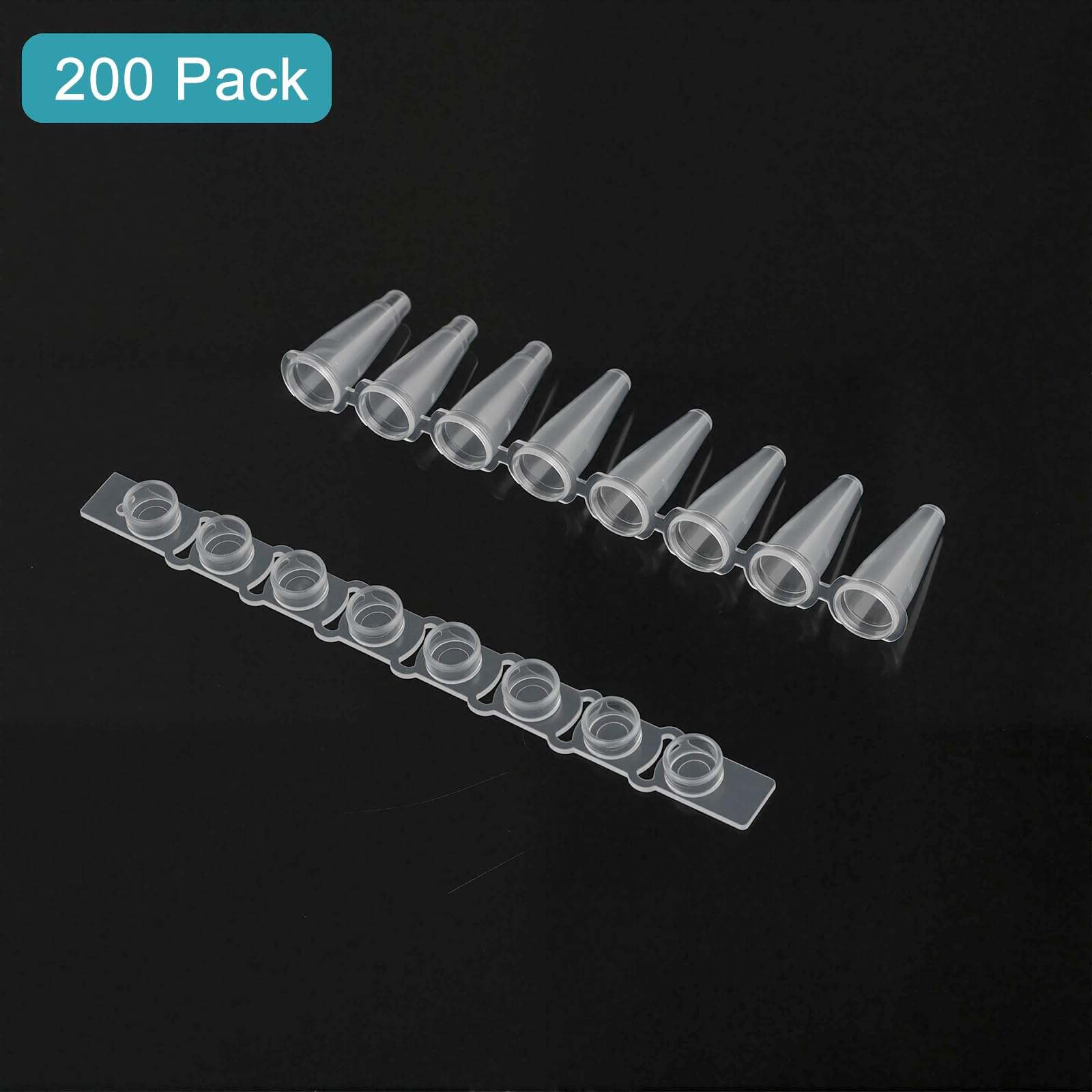 stonylab 8 Tubes PCR à Bandes, Paroi Fine avec Capsules Plates, Lot de 200, Transparent Cristal, pour qPCR et Cy clage Thermique, 0,1 ml