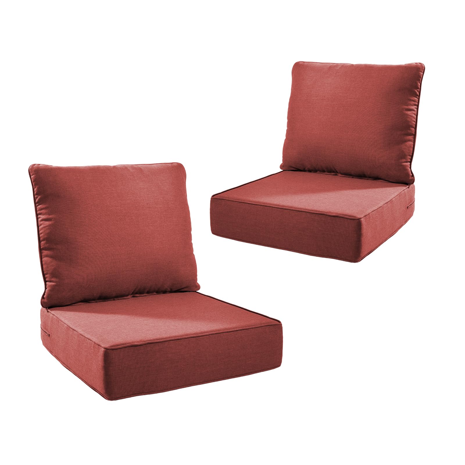 Outdoor Cushion Set for Patio Furniture, UV Resistant, Water Resistant - 6 Inch Thick Foam Garden Cushions– 24x24 Inch Patio Seat Covers for Chair/Sofa/Couch | Red | 2-Pack |
