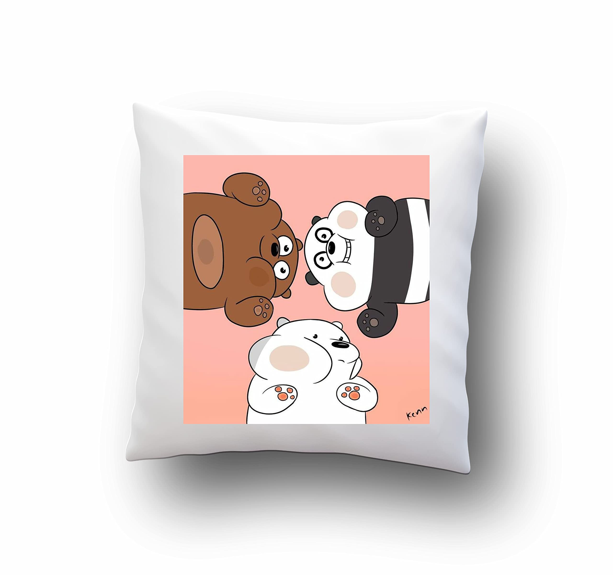 CRAFT MANIACSCRAFT MANIACS FACE Squeeze Bare Bears 16*16 INCHES Pillow with Filler | Officially Licensed Bare Bear Merch