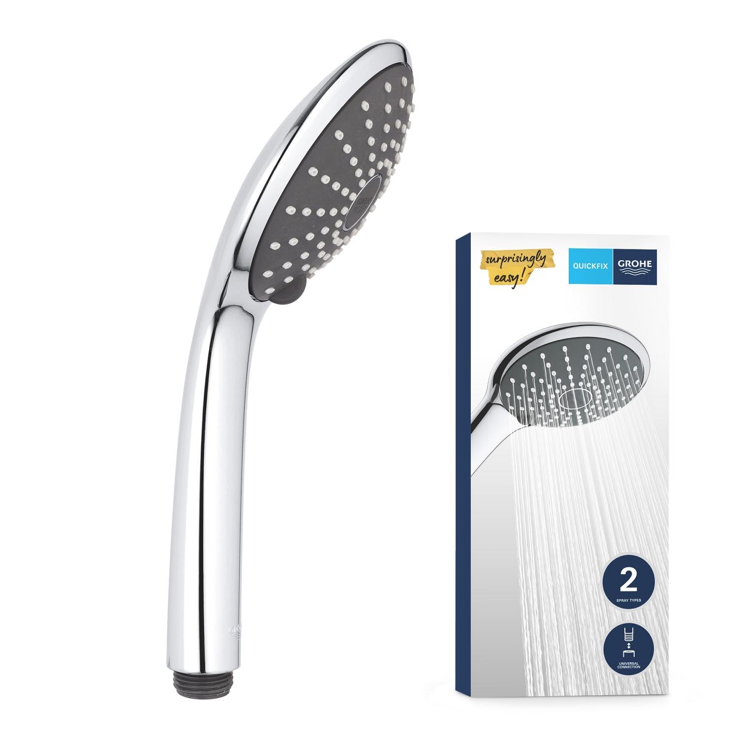 GROHE Vitalio Joy 110 Duo, Pommeau de douche 2 jets (Pluie/SmartRain), Economie d'eau, Facile à installer et à nettoyer, Chromé, 27317000 (Import Allemagne)