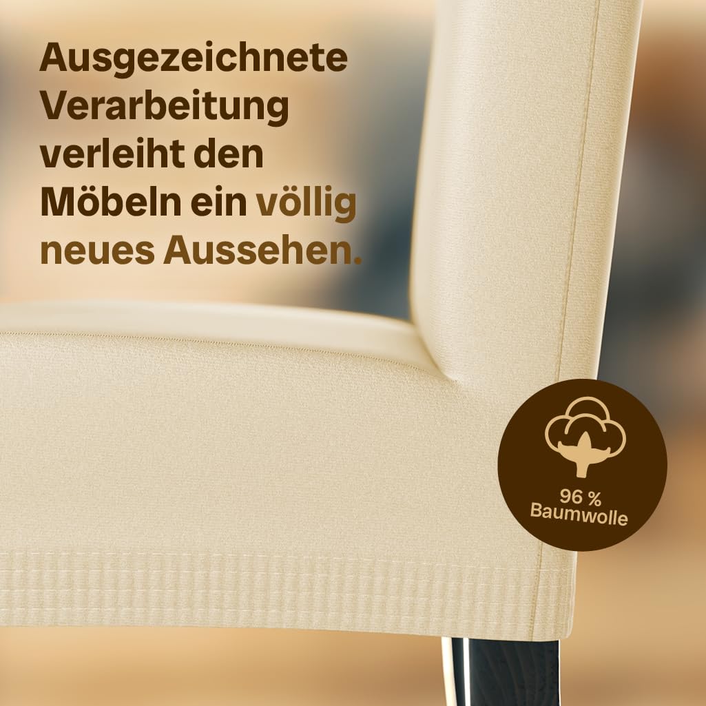 Staboos Stuhlhussen 2er Set - Hohe Elastizität - Stuhlbezug 2er Set - ÖKO TEX Zertifiziert (Creme)