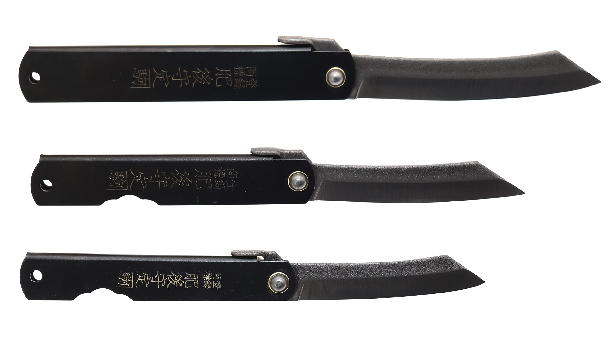 Cocktail Coltello tascabile giapponese Higonokami Zenkou Nero Fatto a mano in Giappone da Nagao Kanekoma (Large)