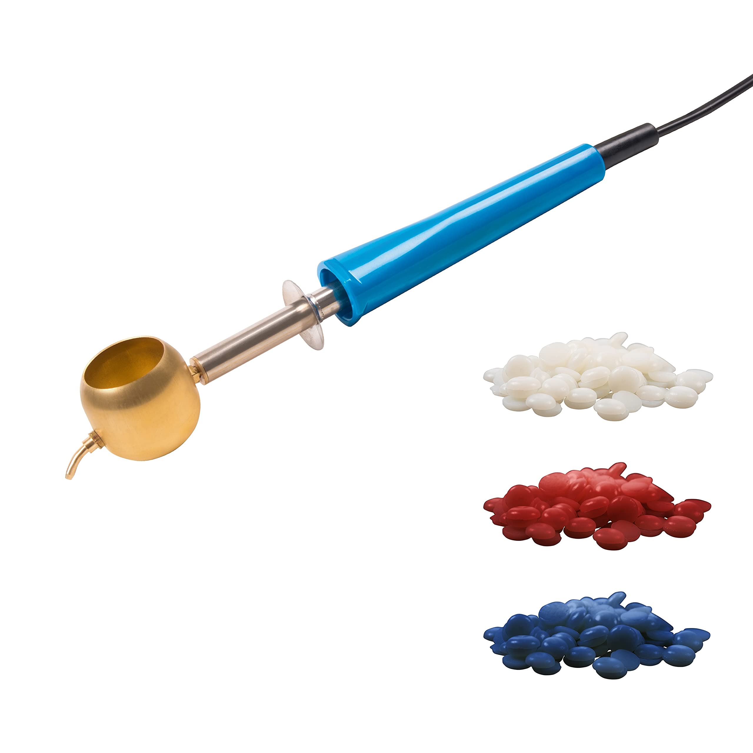 Tjanting - Strumento per Applicazione Cera Calda Liquida | Inclusi 3 Barattoli di Cera in 3 Colori (Blu, Bianco e Rosso) | per Il Design Tessile, Bricolage, Decorazioni | Tecnica del Batik