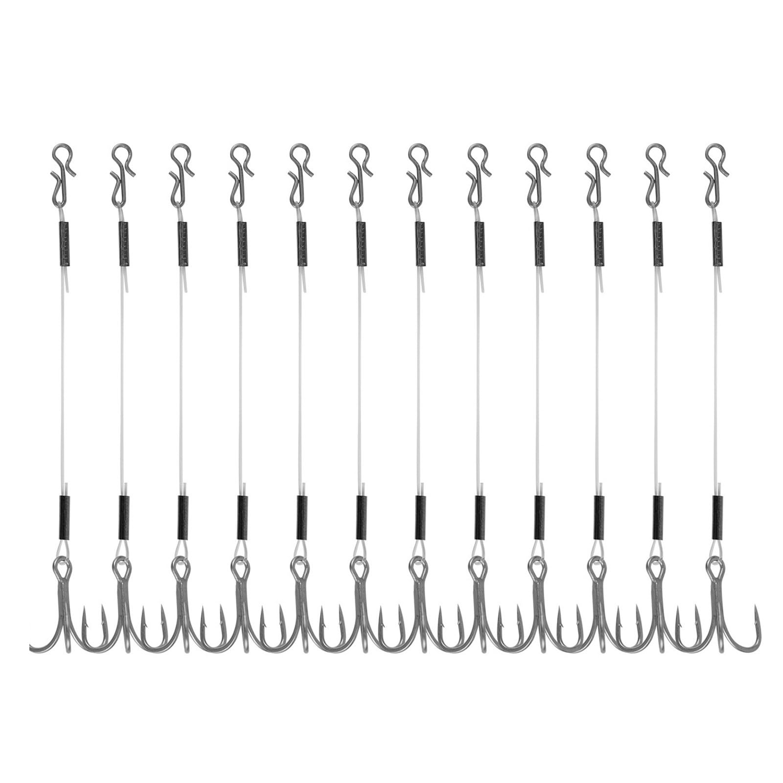 Maxtonser 12Pcs Hook for Jigs Head Trailer Treble Hook 40lbs Fluorocarbon Fishing Line Fishing Tackle
