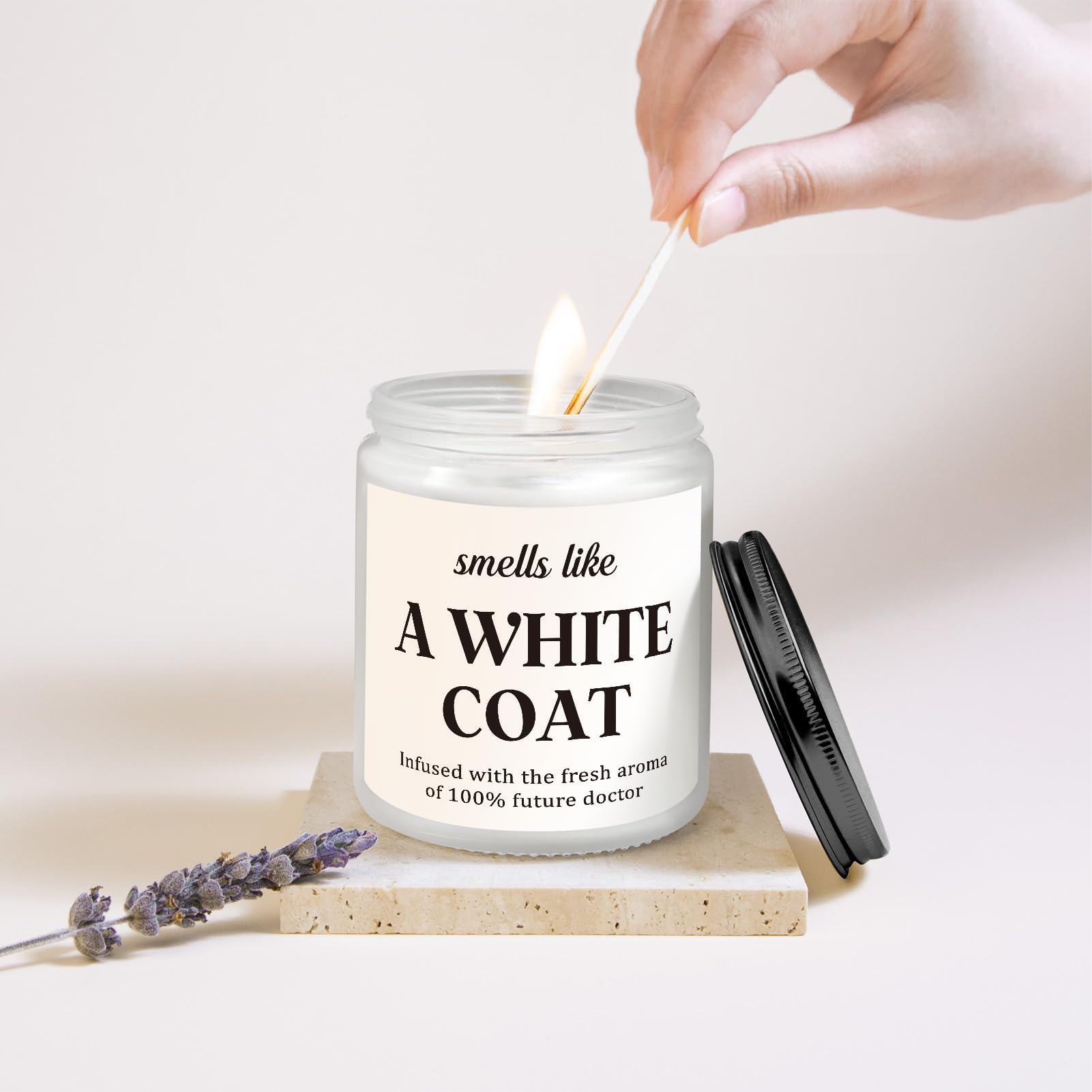Future Doctor Candle, White Coat Ceremony Gifts, Doctors Day Gifts for Women, Medical Physician Assistant Gift for Medical School Students Graduation Med Student - Lavender Scented Candle (7oz)