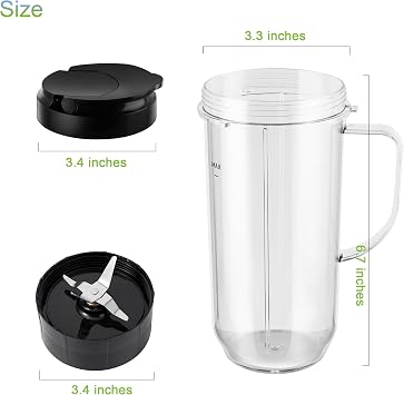 5-piece Magic Bullet Blender Cups, Tall 22oz Cup with Flip-Top To-Go Lid, Cross Blade, Blender Replacement Parts, Mug with Handle Compatible with Magic Bullet 250w MB1001