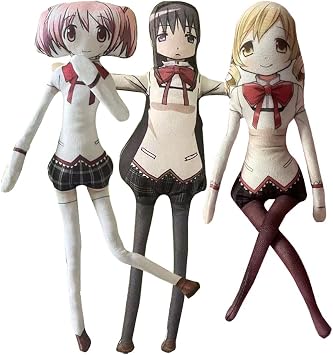 3PCS KanameMadoka Plush Figures Akemi Homura Tomoe Mami Anime Twistable Soft Figure Funny Abstract Stuffed Pillow Cushion Sofa Home Decoration Gifts 28CM