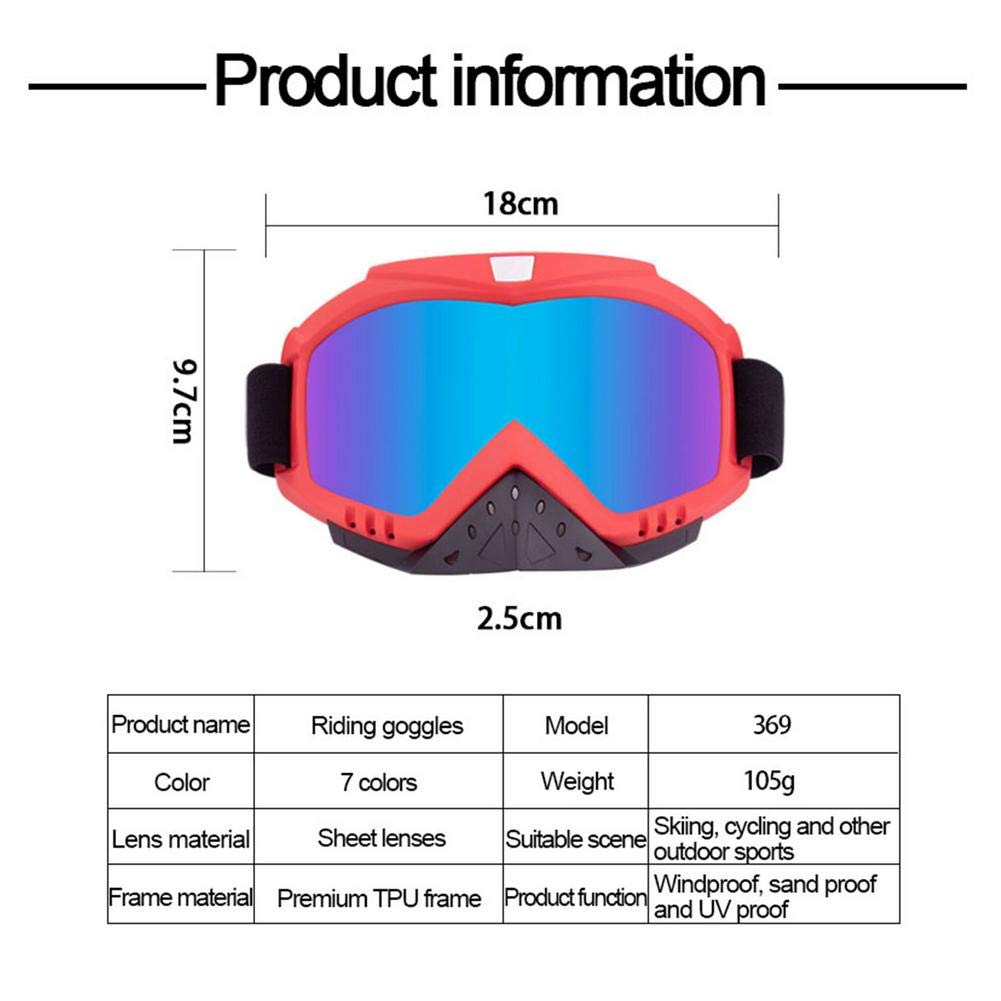 7 colori Goggycle Goggles Protezione solare Anti -UV Elmetto antivento antiblocco antifilio Anti-foglens Sport esterni Occhiali da sole regolabili