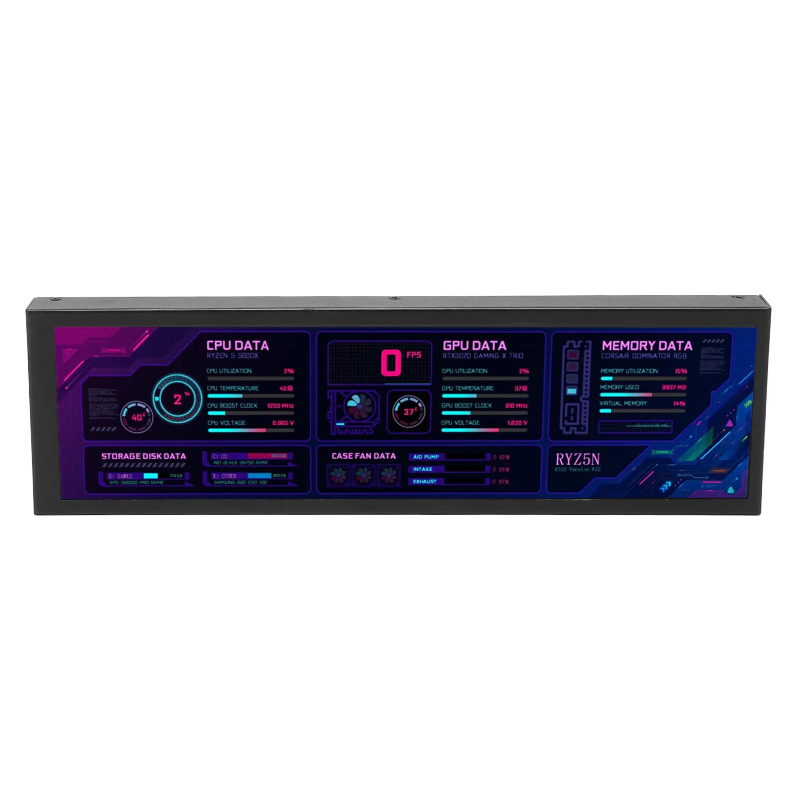Denash Stop Aluminium 8.8-calowy Kompostemp IPS-Display, rozdzielczość 1920x480 Hz z DIY DETD, PC PC dla, (BLACK)