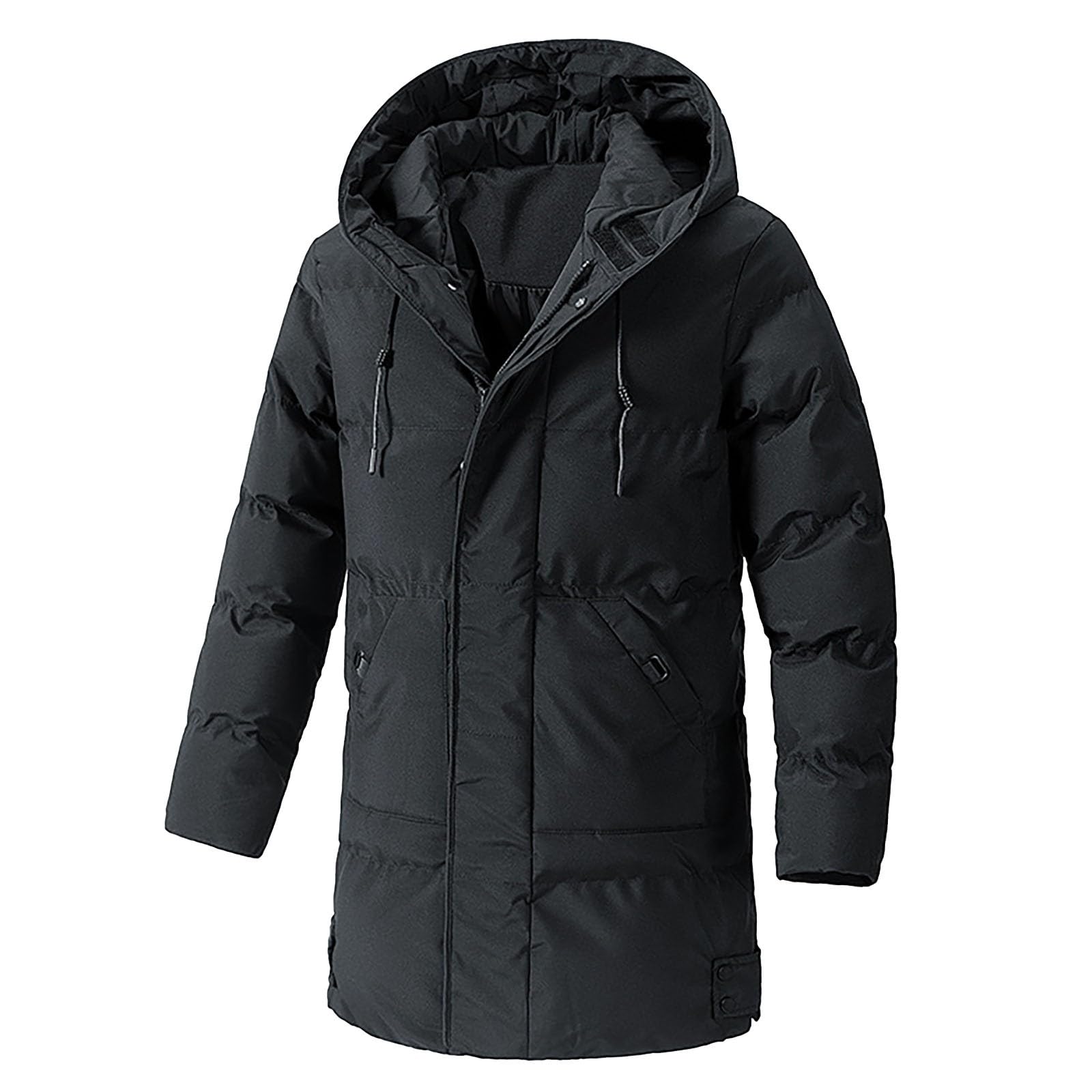Chaqueta de invierno larga para hombre de invierno, parka con capucha, resistente al viento, impermeable, cálida, acolchada, con capucha