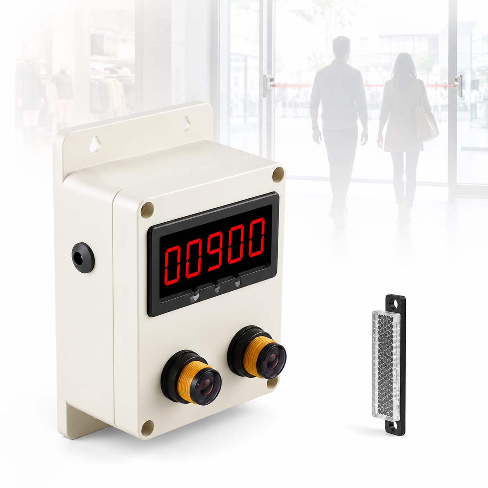 YIYIRAN Visitor Counter Bidirectional Digital Counter, People Counter With Dual Infrared Sensors, Ntry/exit Counting, Dual 6-digit Led Display, Power-loss Memory, For Supermarkets, Stores 0-6m