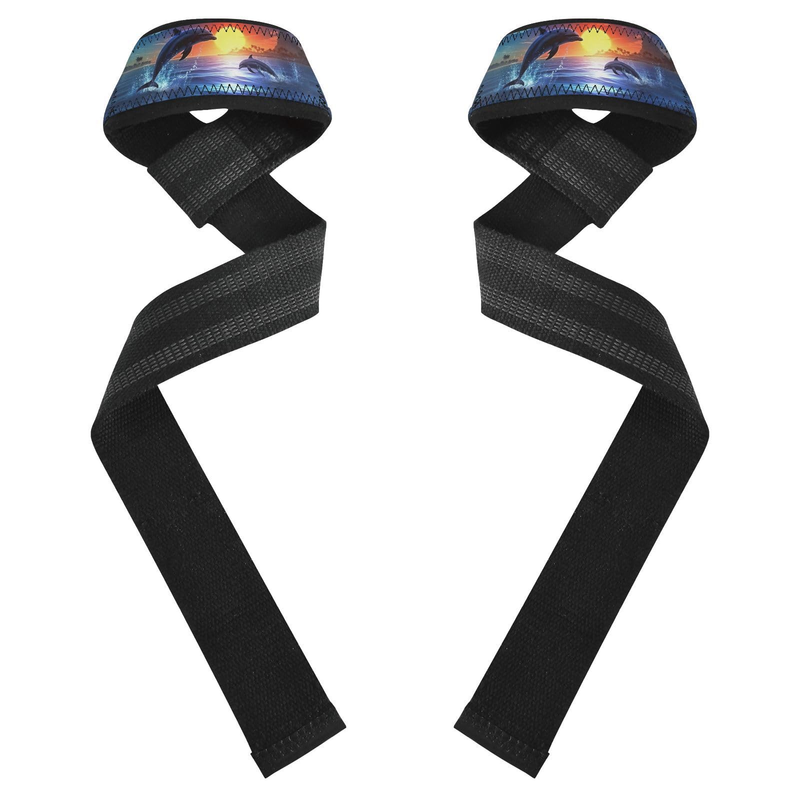 Nander Dolphins Jumping Wrist Straps for Weightlifting,Lifting Straps with Neoprene Cushioned Wrist Padded and Anti-Skid Silicone for Strength Training,Bodybuilding,Deadlifting