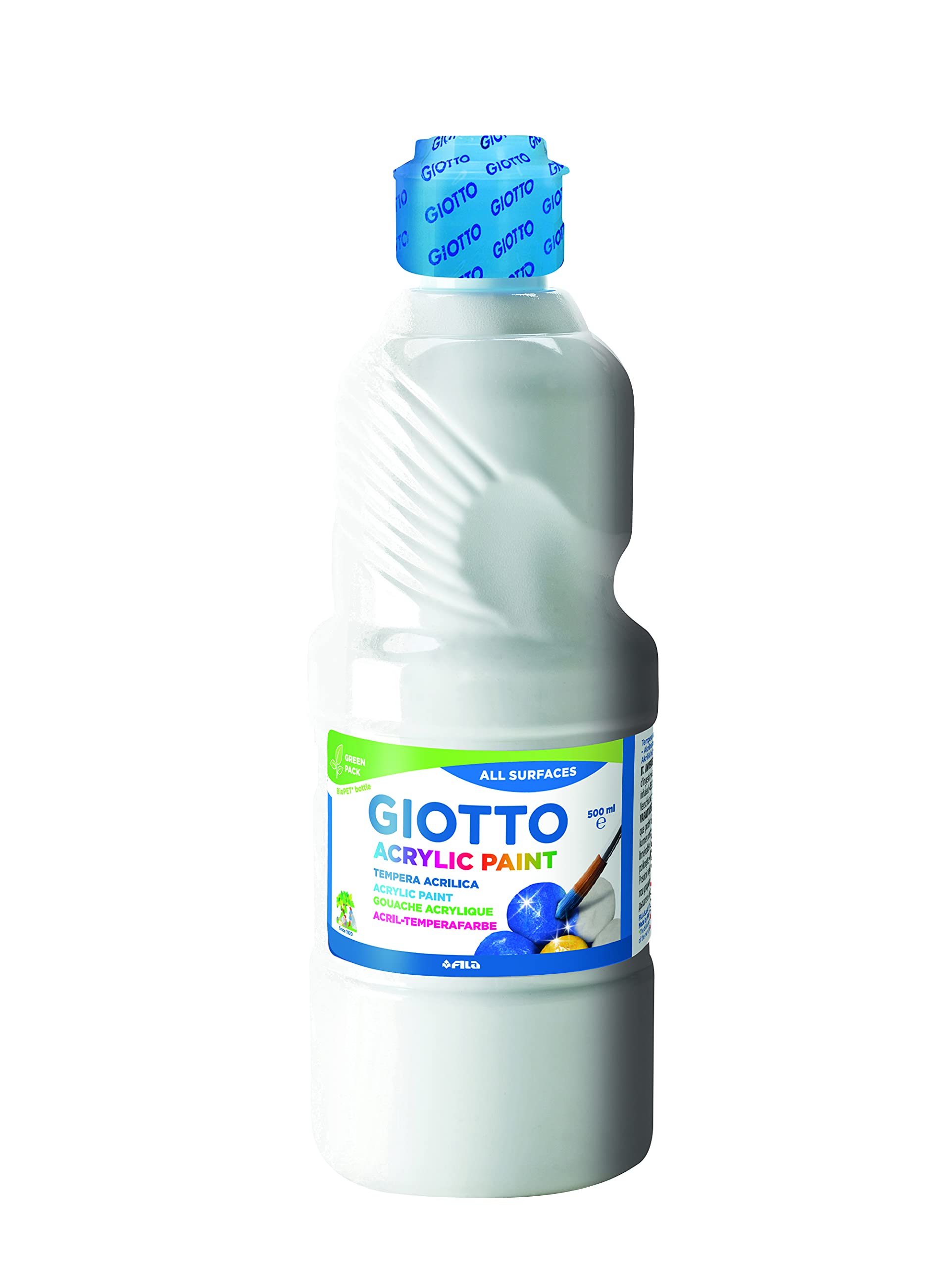 Giotto Témpera Témpera Acrílica Set 8x500 ml (Blanco+Amarillo+Rojo+Magenta+Verde+Cyan+Negro+Marrón)