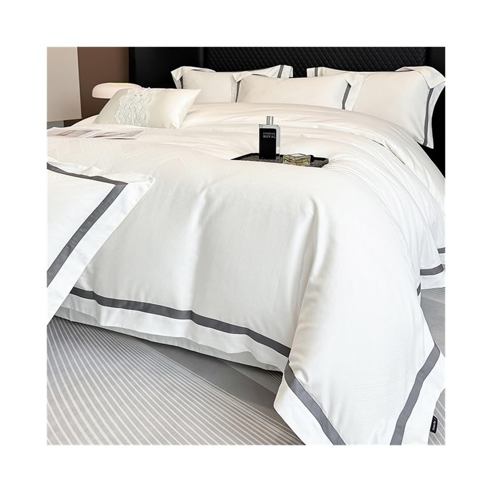 S5b8w3g7 White Bedding Set Luxury 600Tc Egyptian Cotton Duvet Cover Set Queen/King Size Soft Breathable Jacquard Bedding For All Season ﻿ Home Textile