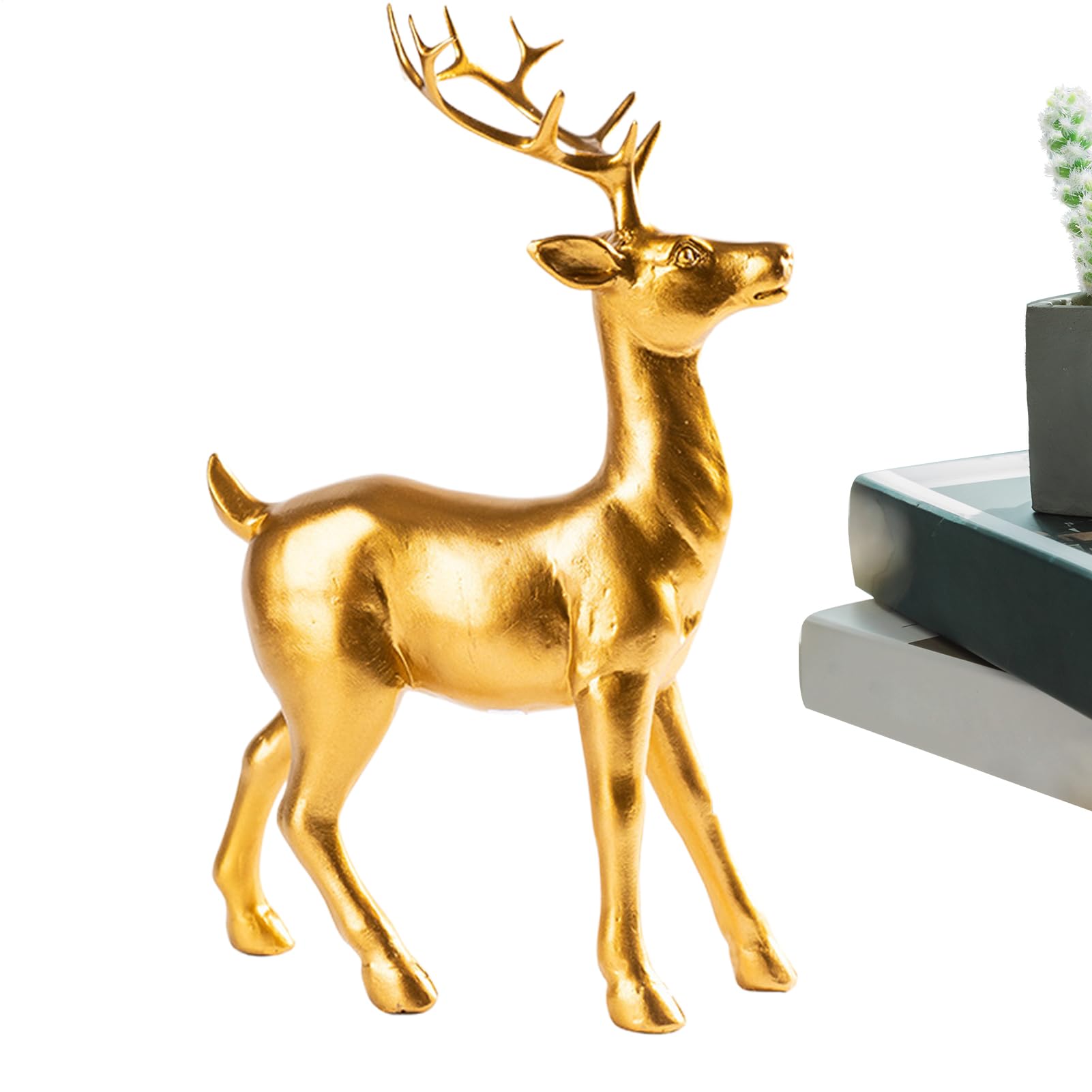 Statue de cerf en résine rustique de 19.5cm pour décoration d'entrée et de studio