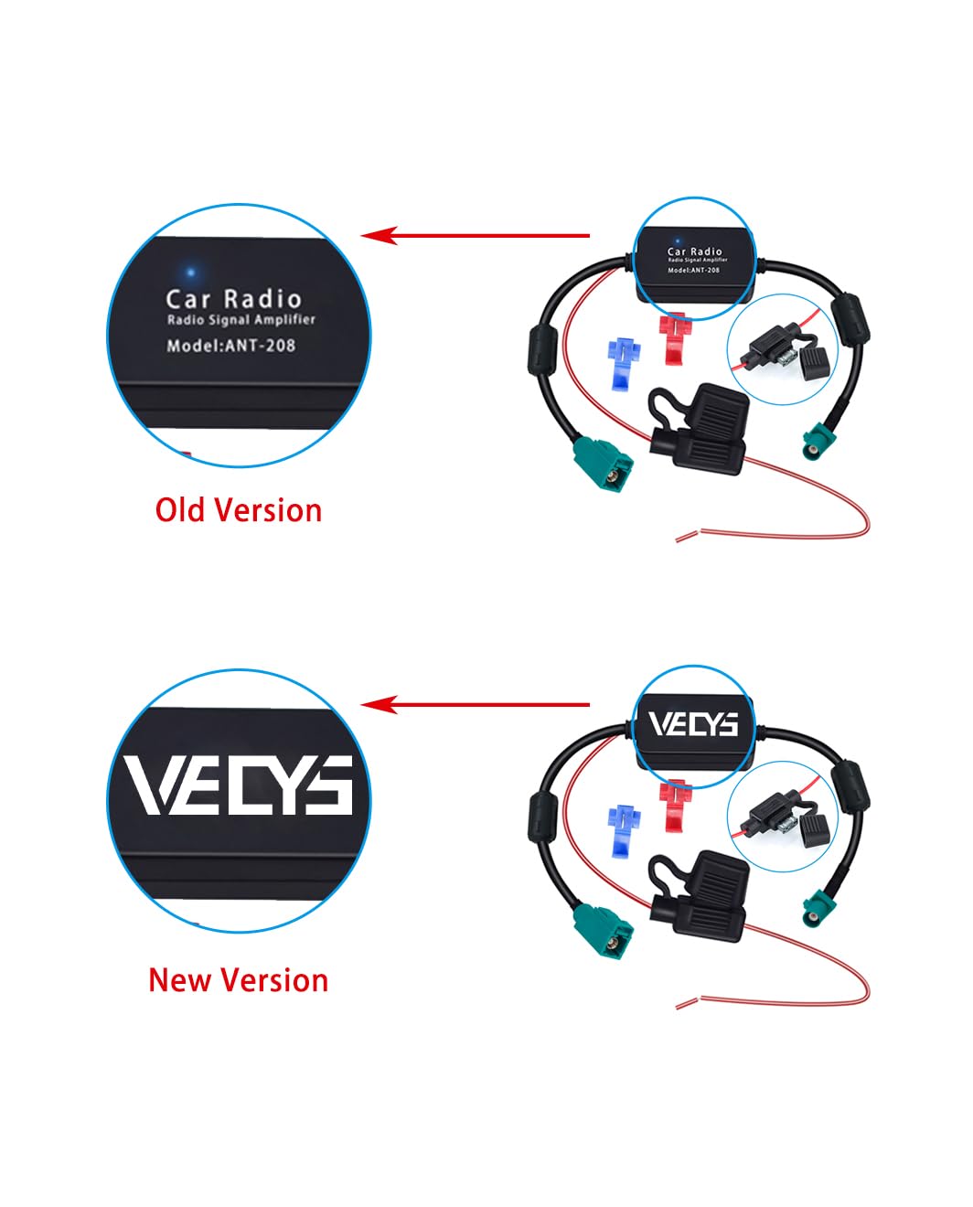 Vecys FM/AM DAB DAB+ Antena Samochodowa Wzmacniacz Sygnału Fakra Z Adapter Męski do żeńskiego 12V Digital Radio Antena Splitter Antena Wzmacniacz dla Audio Stereo Digital Car Radio