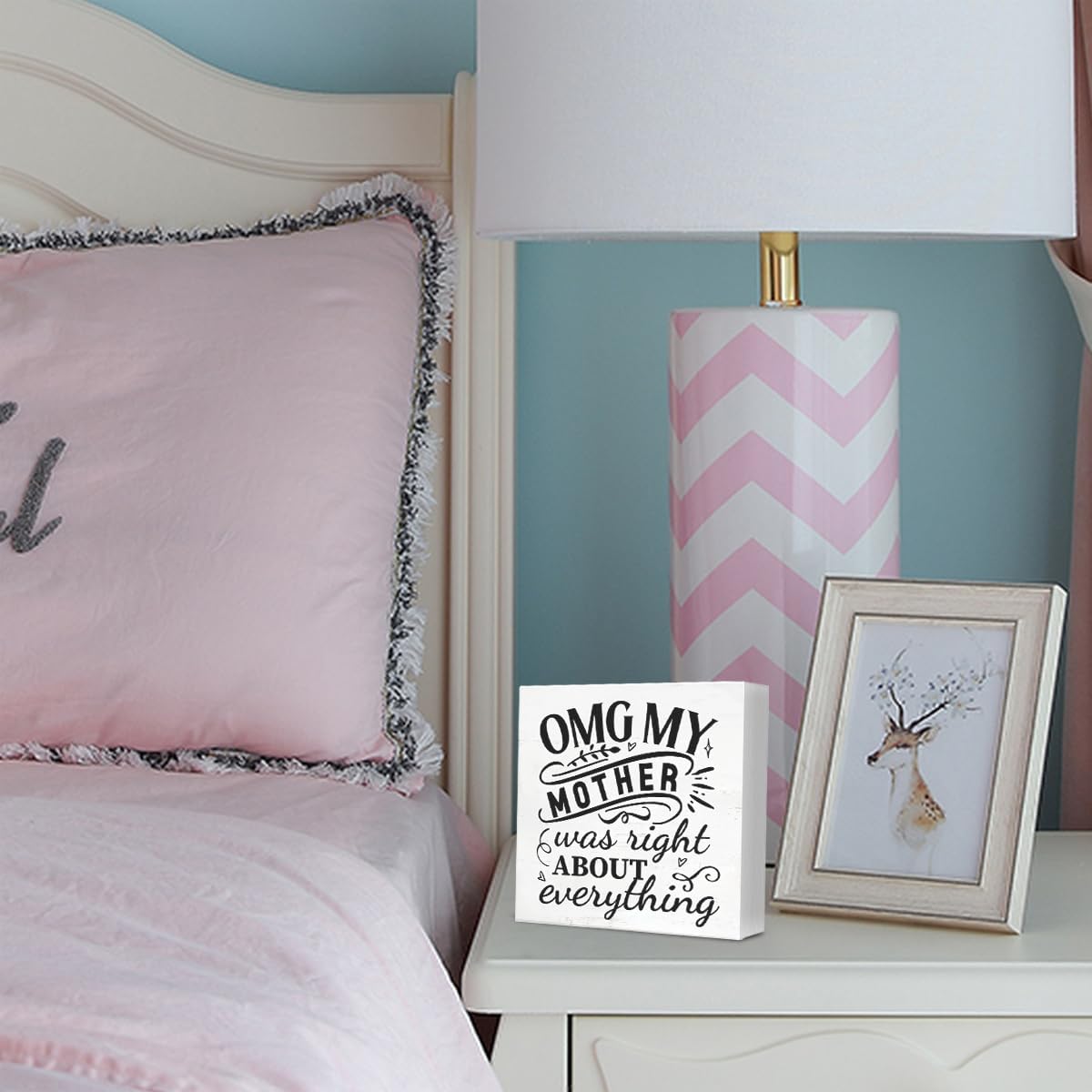 Funny Mother Wooden Box Sign, Best Mom Gifts for Birthday Christmas Mothers Day, OMG My Mother Was Right About Everything Wood Plaque Sign for Home Bedroom Shelf Table image 5