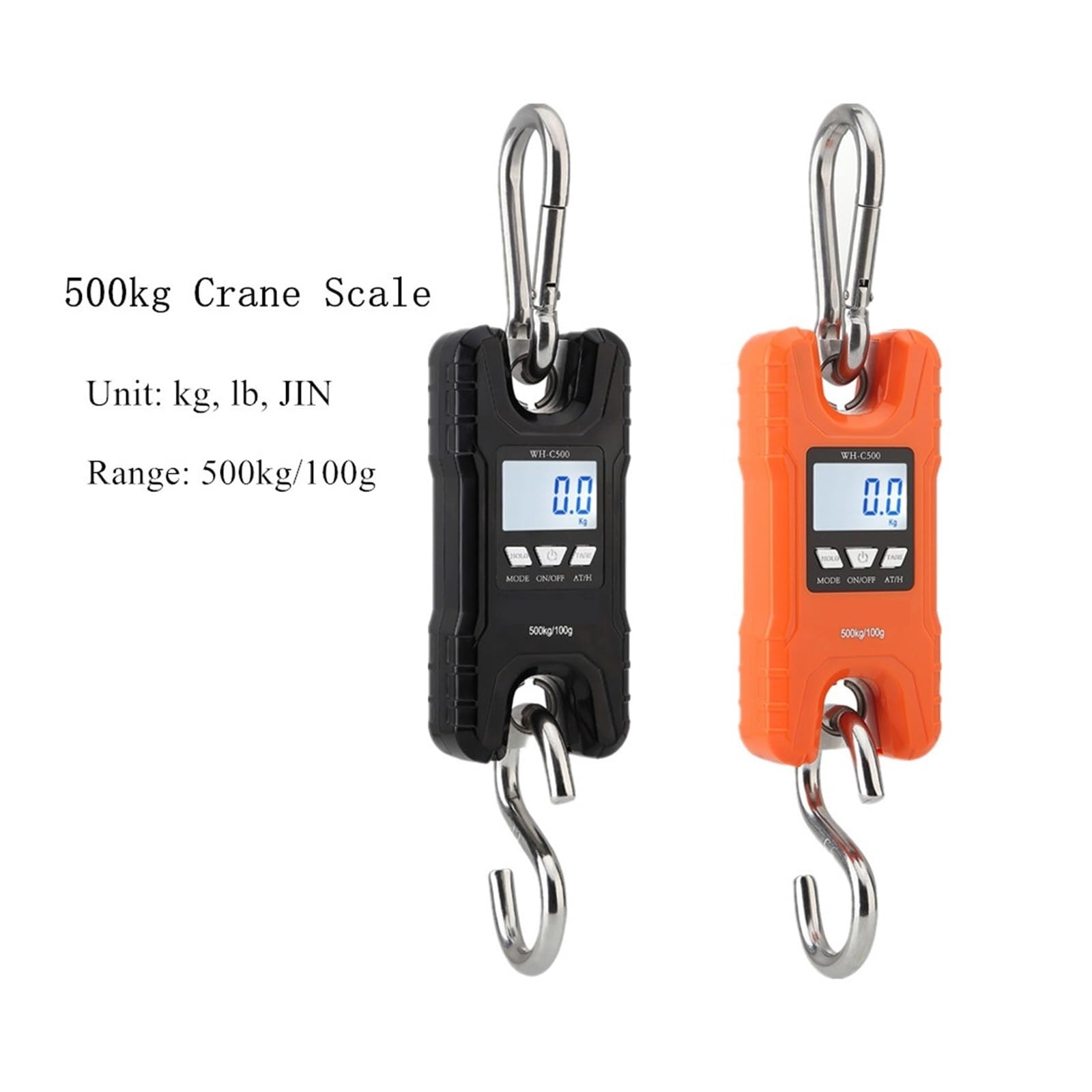150/200/500 kg waga dźwigowa, wytrzymały hak do ważenia, przenośna elektroniczna cyfrowa waga dźwigowa Steelyard LCD(Orange 150kg 0.01g)