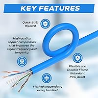 Vista 30 de SATMAXIMUM CAT6 Cable 1000ft Pull Box Solid Ethernet LAN UTP Cable 23AWG 550Mhz RJ45 Network CCA Copper Clad Aluminum Wire Bulk (Black, 1000FT)