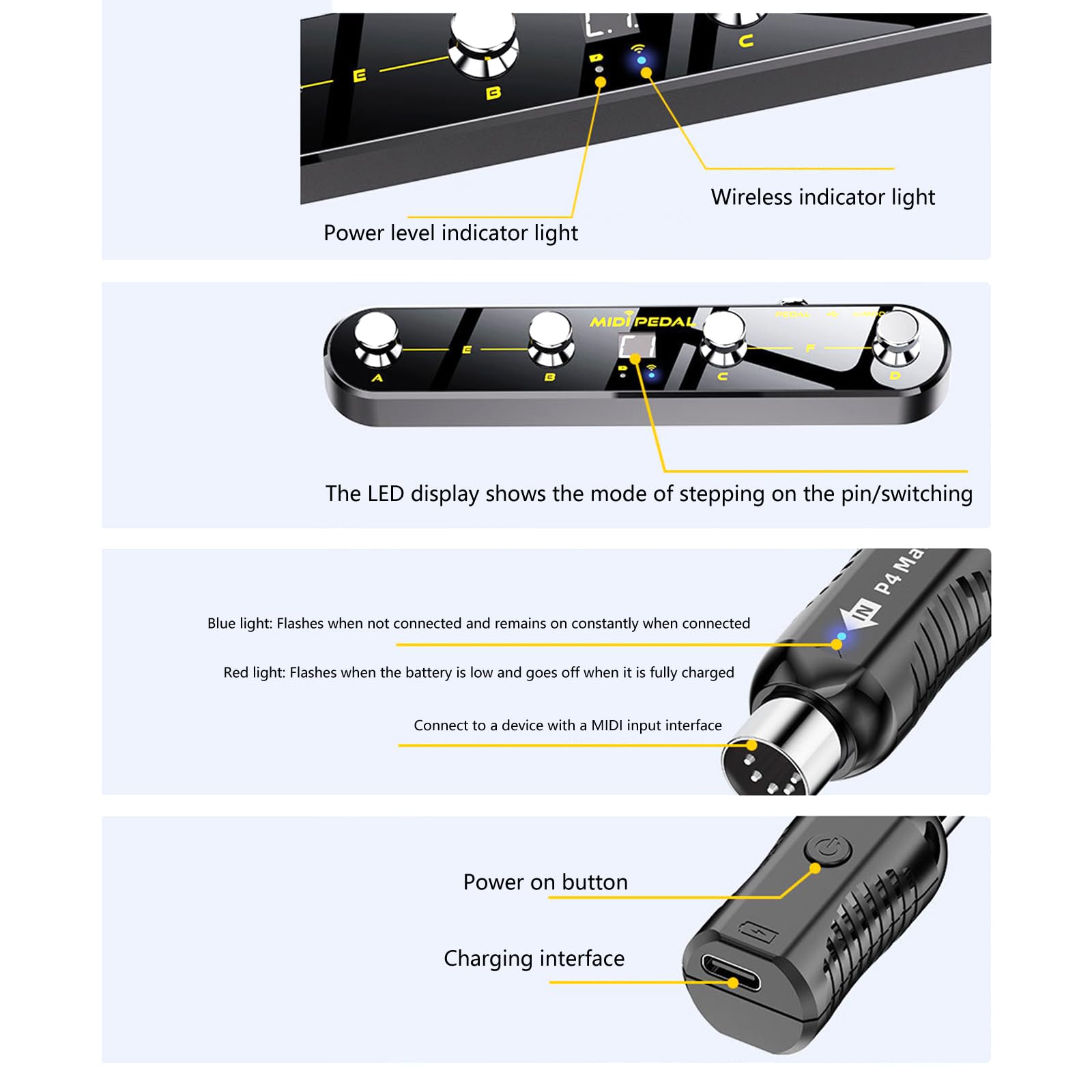 Sistemi di ricezione a pedale di espressione mappatura flessibile per postazioni di lavoro audio Controller a pedale portatile con ricevitore Design ABS programmabile per DAW Live Stable