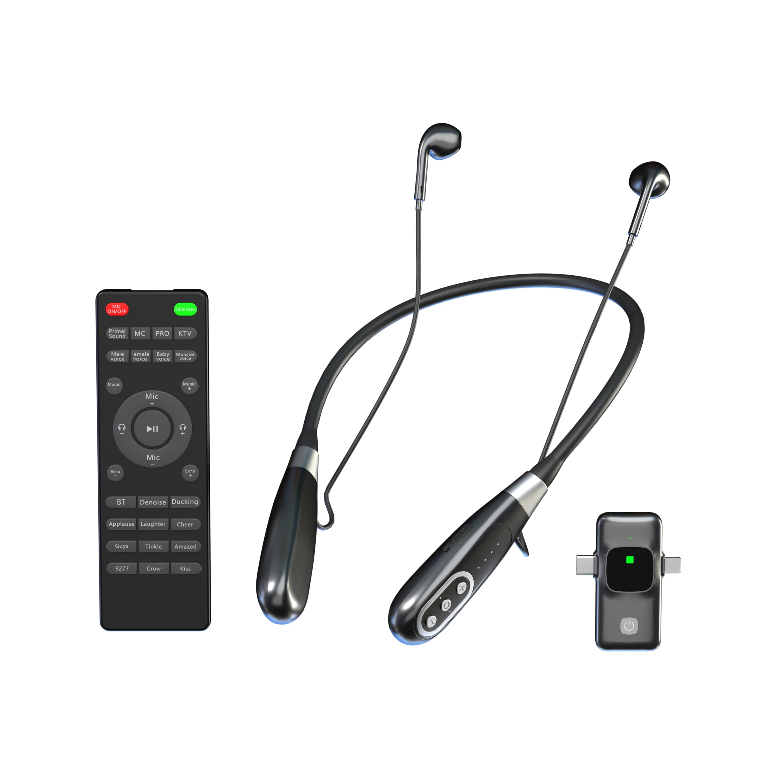 E8 Wireless Neckband Headset, Built-in Sound Card Noise Cancelling Microphone, Remote Control, Great for Gaming, Live, TikTokk Video, PC/Phone/Tablet Compatible-image-35