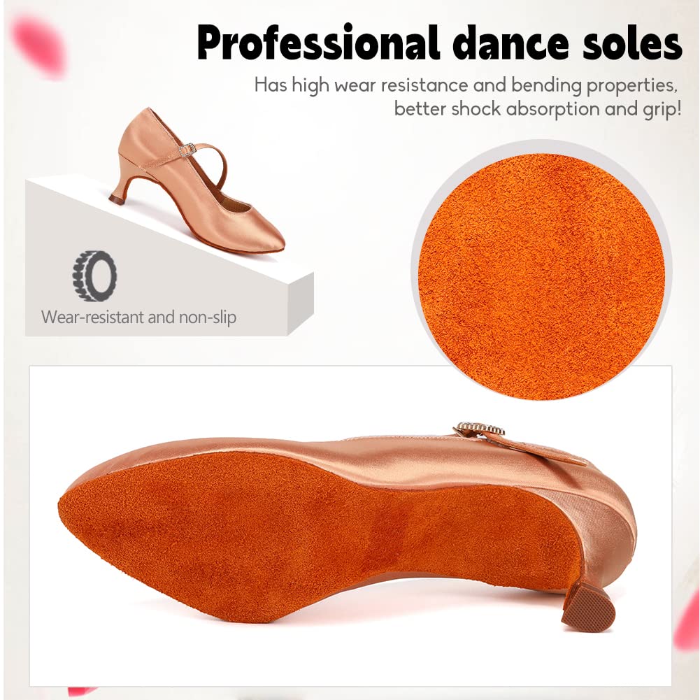 Donna Moderno Scarpe da Ballo Punta Chiusa per Danze Standard e Ballo Sociale con Sidecross