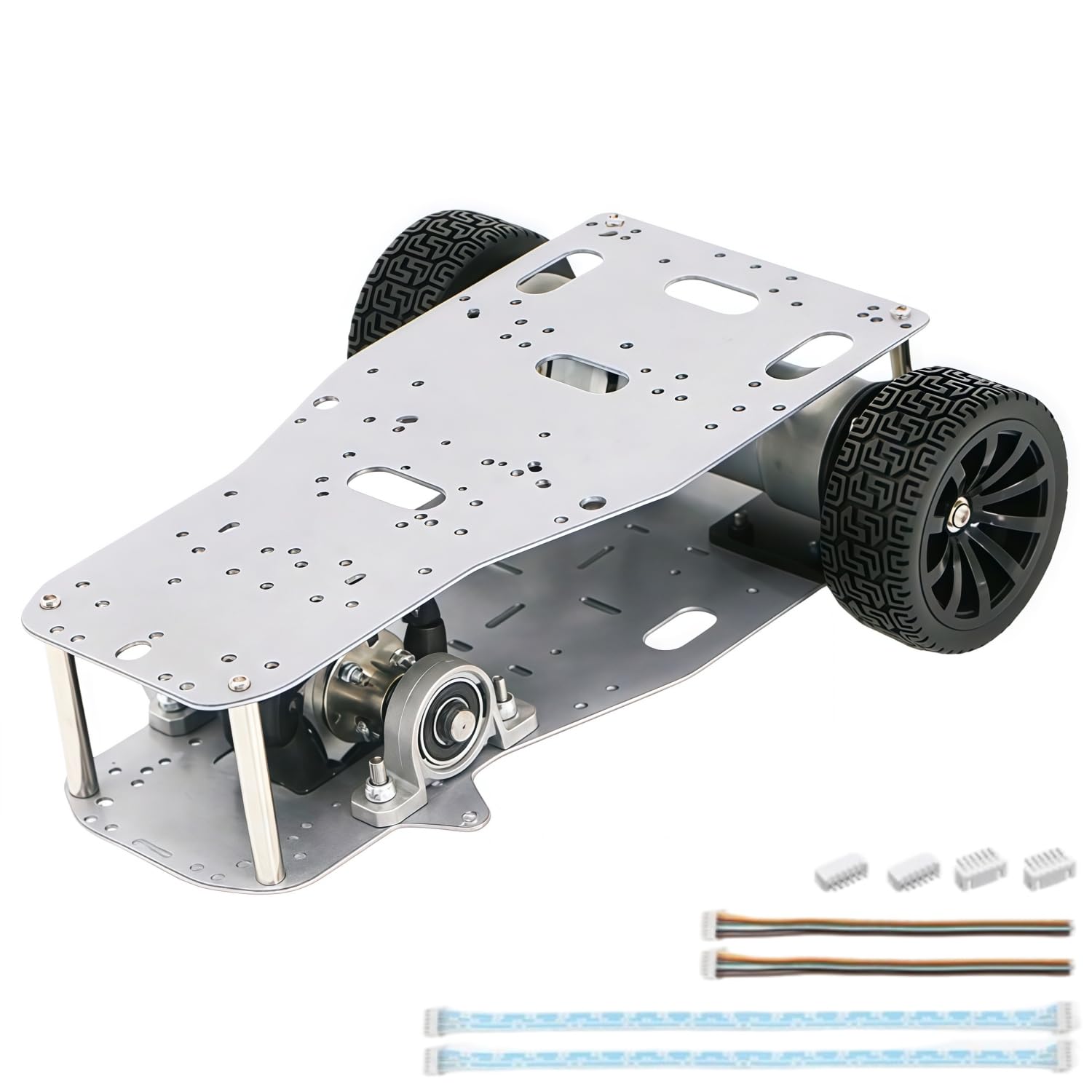 MiJunHD 4WD Drive Wheel Robot Car R3 Robotic Chassis Kit Aluminum Alloy Hall Encoder RC Tank ROS Programmable STM32 Smart Robot Cars DIY Kit (Differential Chassis)