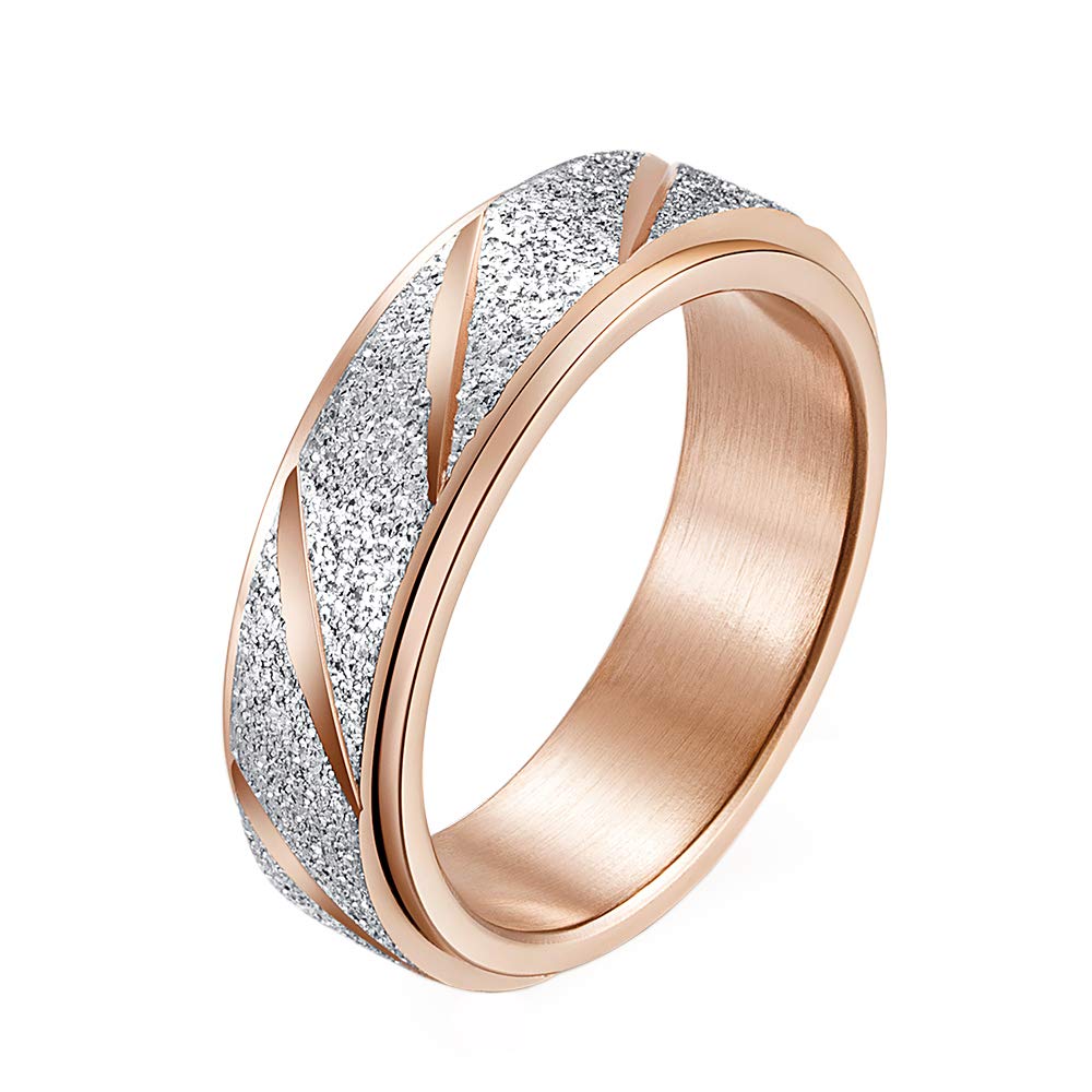 PAURO Women's Men's 2mm/4mm/6mm/8mm Sandblast Finish Lucky Worry Ring Band