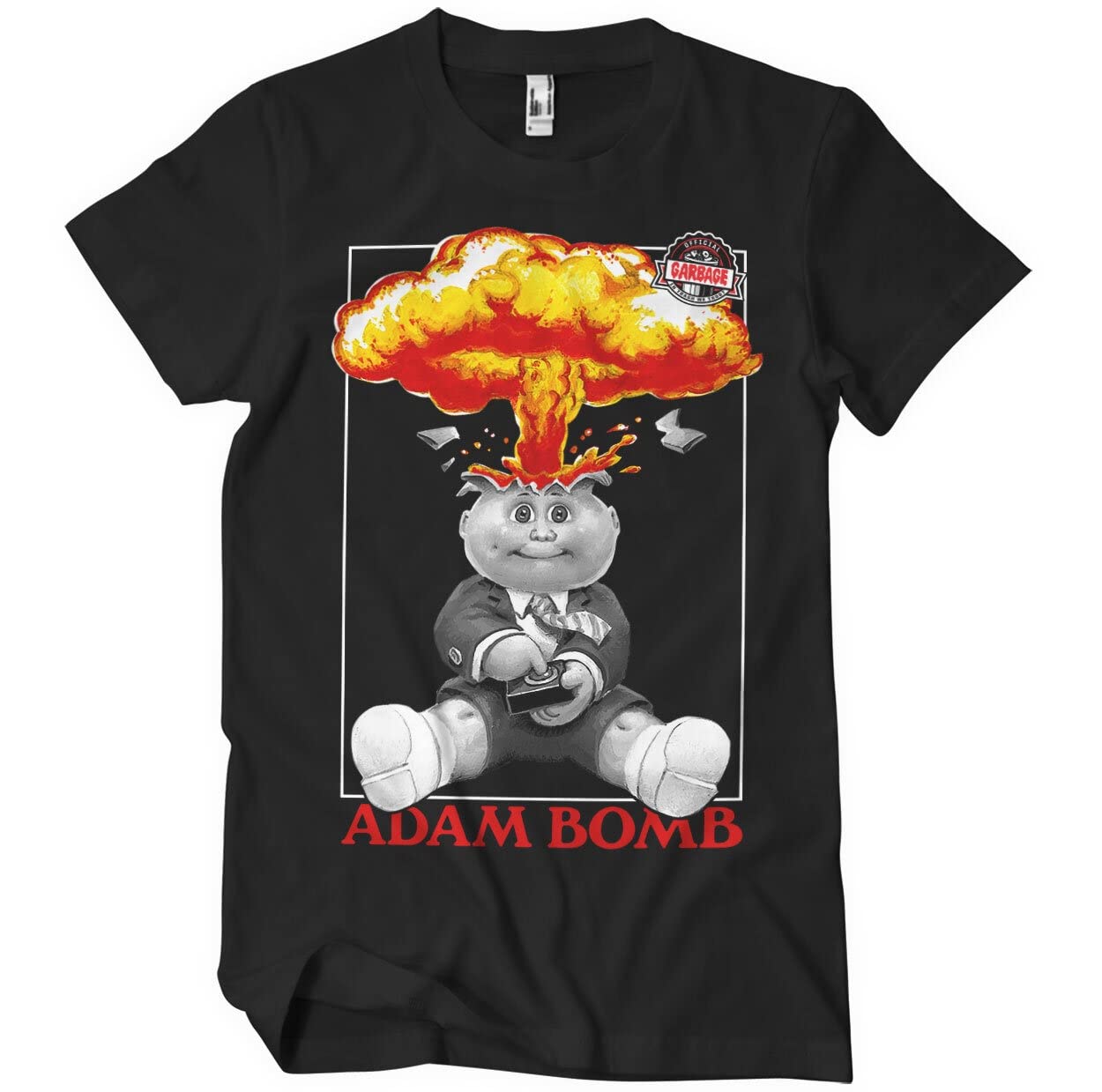 Garbage Pail Kids Officially Licensed Adam Bomb Mens T-Shirt (Black), Medium