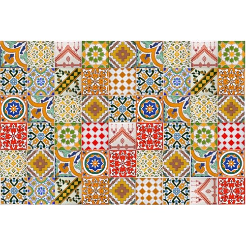 54 Mattonelle Premium Selection in Ceramica Smaltata - Sunset - 10x10 cm spessore 0,6 cm - Mattonelle Tunisine realizzate con Serigrafia Artigianale - Adatte a rivestimento