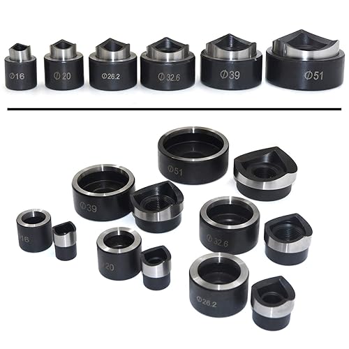 Miniatura 3 de HTTMT - Juego hidráulico de perforación perforadora de 6 troqueles bomba manual (0.630-2.008 in, 58" - 2 164") 8T PN ET-TOOL006-AMARILLO