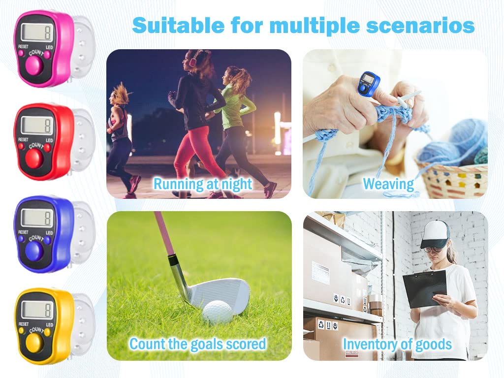 Contatori Digitali con Luce LED 8PCS, Mini Contatore delle Dita Elettronico LCD per Sport Golf Preghiera