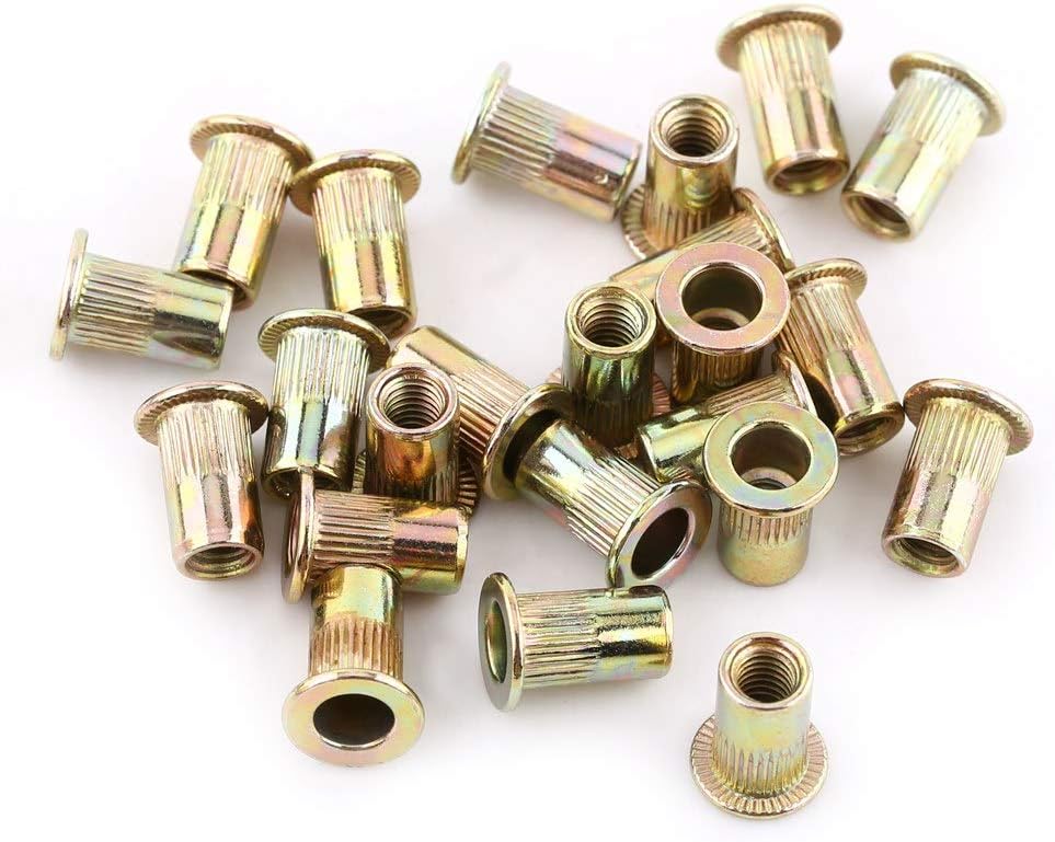 Carbon Steel Rivet Nuts Flat Threaded Rivet Nut Flange Rivnut Nutsert Fastener (M4 (100 pcs/Pack))