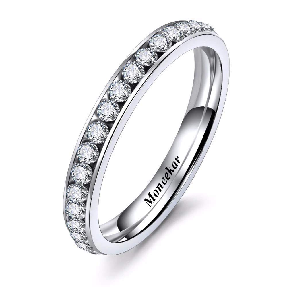 Single line AAAAA Quality CZ Stainless Steel Rings for Women-image-2