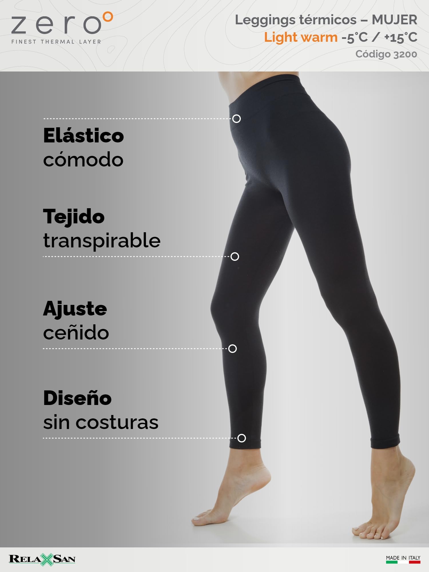 Relaxsan Zero 3200 – Pantalón Térmico Mujer Malla Térmica Ropa Interior en Lana Merino y Fibra Dryarn