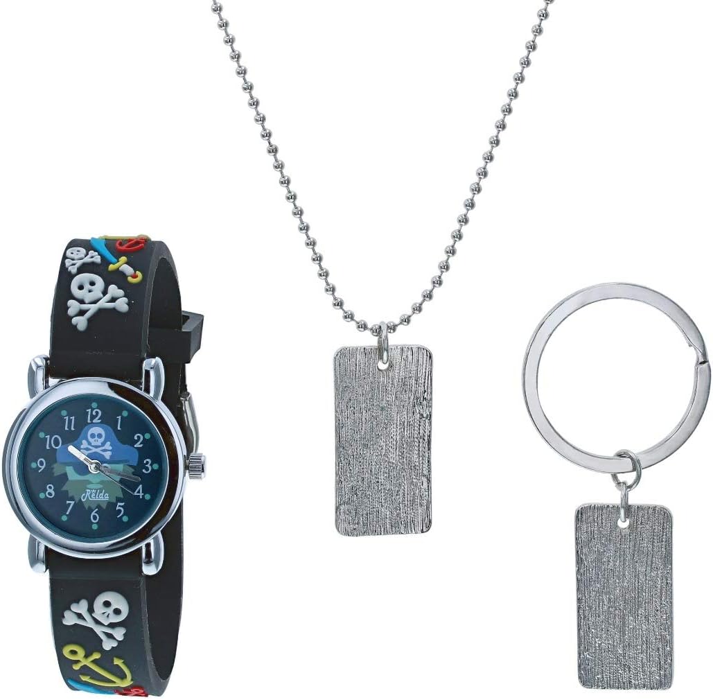 Relda Boys-Kids Khaki Camouflage Watch, Dog Tag Pendant & Keyring Gift Set REL51